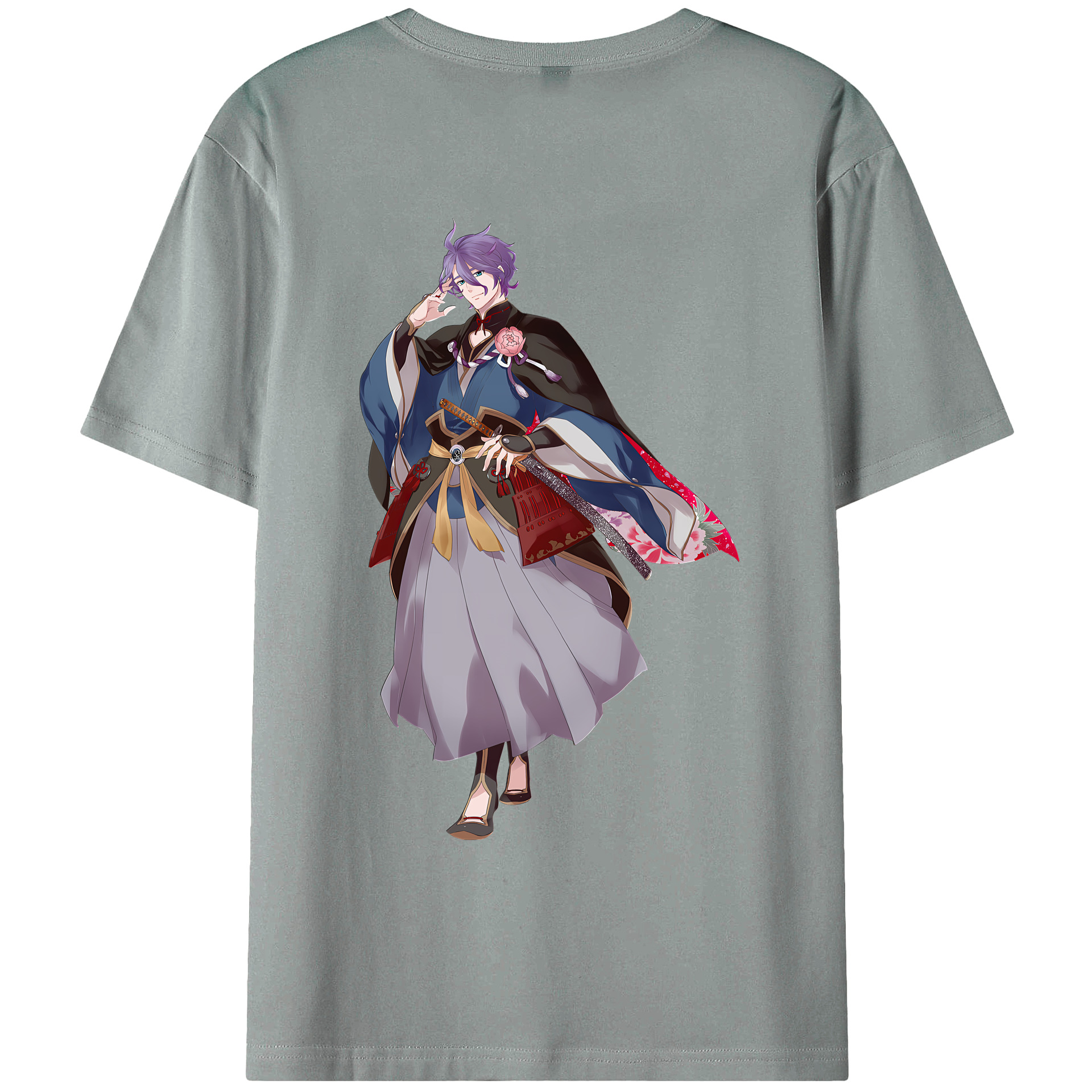 （画像用） 刀剣乱舞 Touken Ranbu 綿100％ メンズ半袖Tシャツ（バックプリント） 通気性